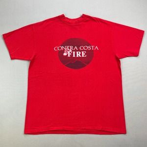 Vintage Fire Department T-Shirt Mens Medium Red Contra Costa Bay Area USA 90s